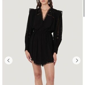 IRO Cassie long sleeve v neck mini dress lace puff sleeves mini dress